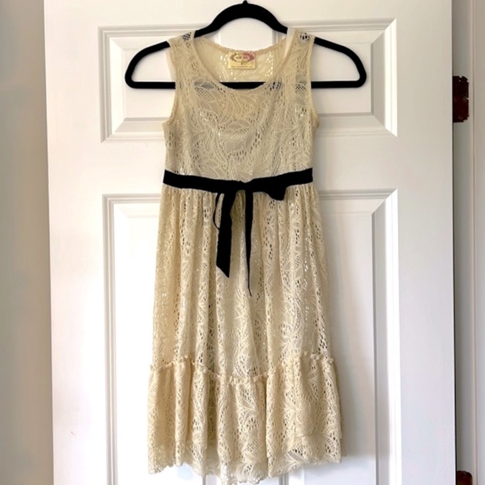 Joy Folie Mia Joy Cream Lace Tank Dress